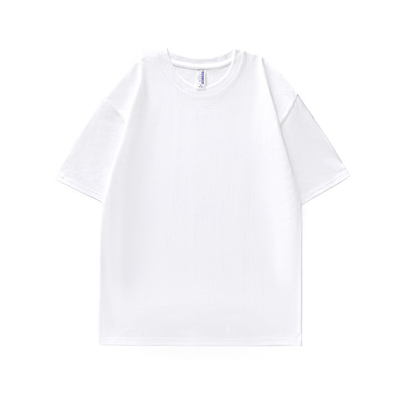 260G Heavy Net Version 100 Cotton Short-Sleeved T-Shirt Men'S And Women'S Same Round Neck Loose Casual Vest Advertising Shirt - Image 1