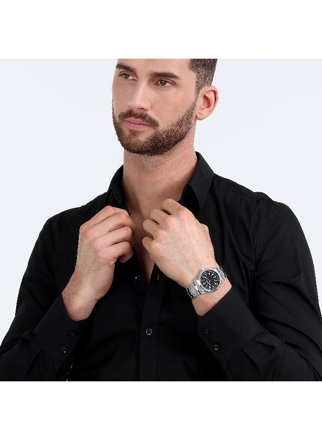 Chronostar Men's Black Round Analog Dial with Silver Stainless Steel Band Watch - 39mm - R3753313002 - Image 5