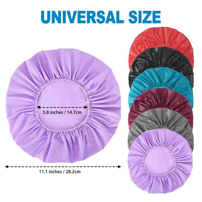 CHFONG 6 PCS Shower Caps for Women, Double Side Waterproof Shower Cap, Reusable Elastic Bath Caps for Shower, EVA Bathing Shower Caps, Bath Hair Caps - Black+Plum+Teal+Red+Lavender+Gray - Image 3