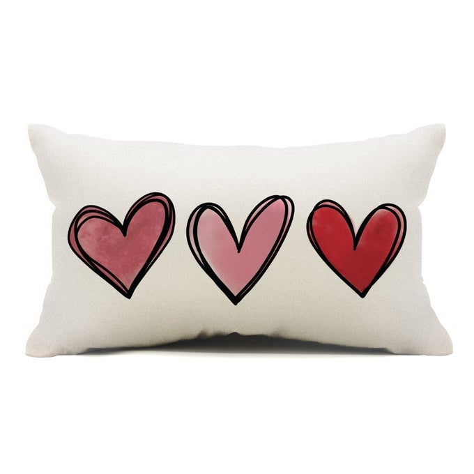 VALENTINES DAY PILLOW COVERS 12X20 PINK HEART VALENTINES DAY PILLOWS WINTER HOLIDAY LUMBAR PILLOW COVERS 12X20 OUTDOOR PILLOWCASE FOR HOME DECOR