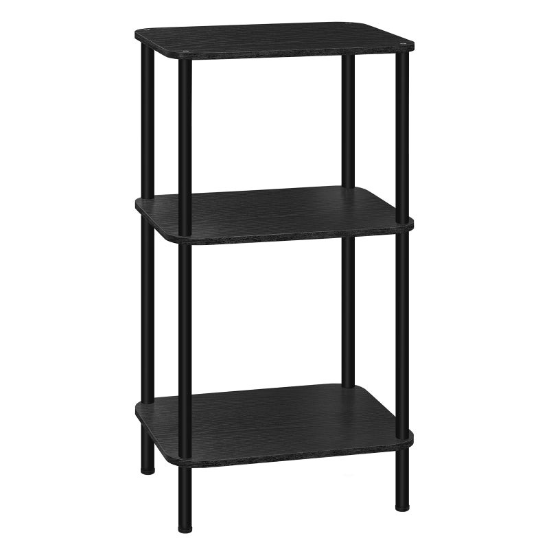 smusei 3 Tier Small End Table Tall Telephone Table with Storage Shelves Black Sidetable for Small Spaces Tall Night Stand Table for Bedroom Living Room Office Sofa Couch