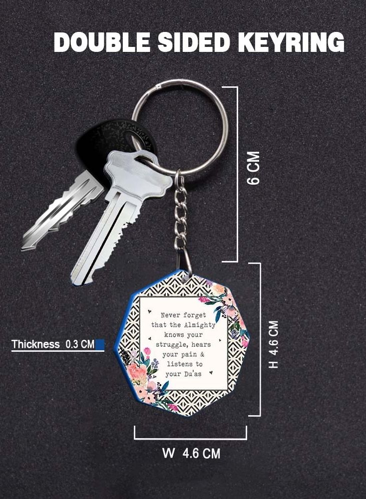 Service Zone Keychain Small Gift To Love One Octagon Shape With Double Side Print Never Forget Almighty Knows Your Struggle 