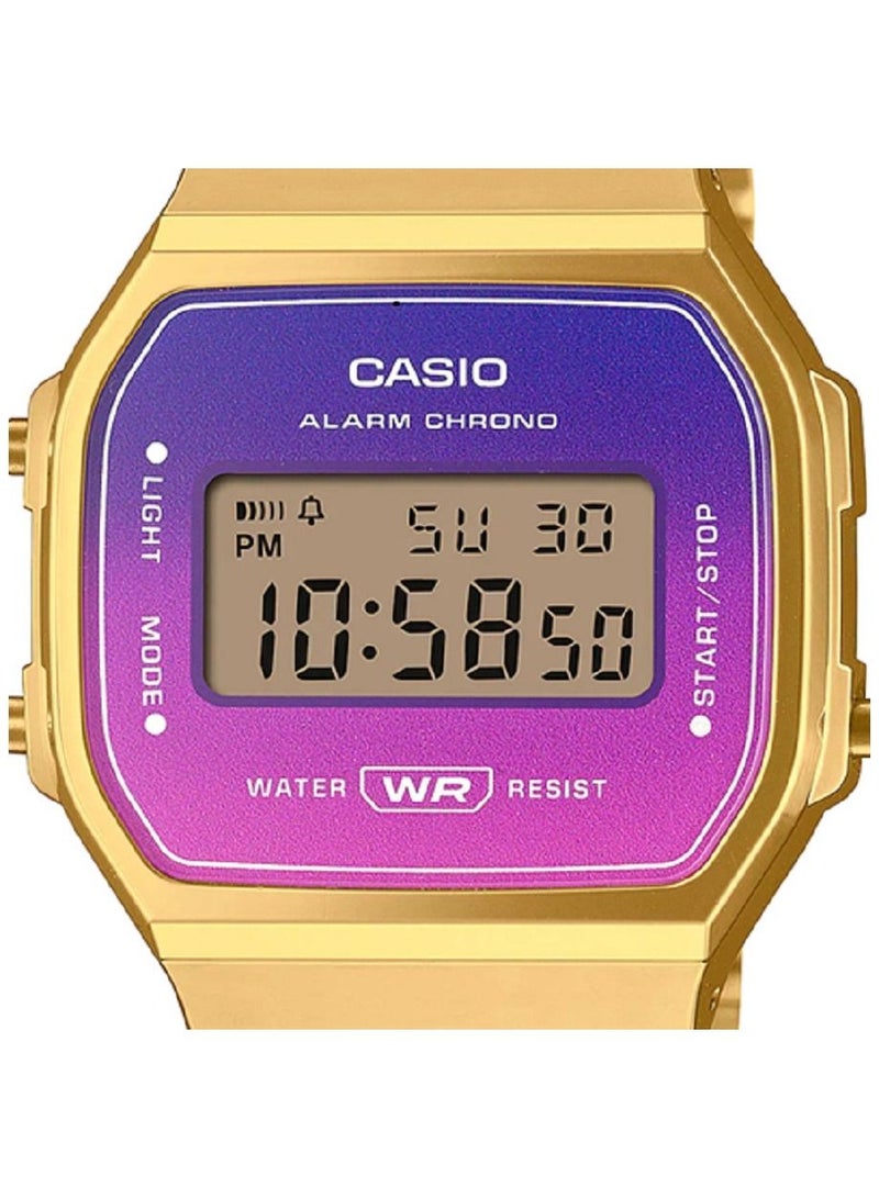 Casio Women Watch Vintage Square Digital Gold Dial Stainless Steel Band A168WERG-2ADF - Image 3