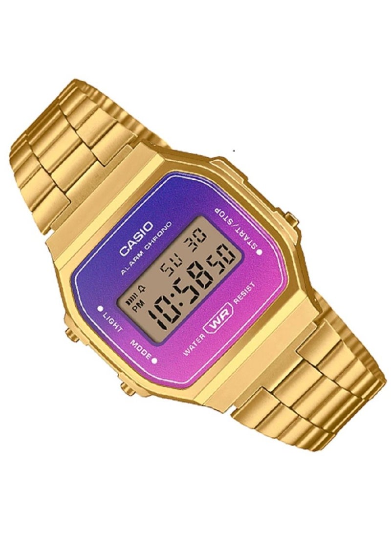Casio Women Watch Vintage Square Digital Gold Dial Stainless Steel Band A168WERG-2ADF - Image 2