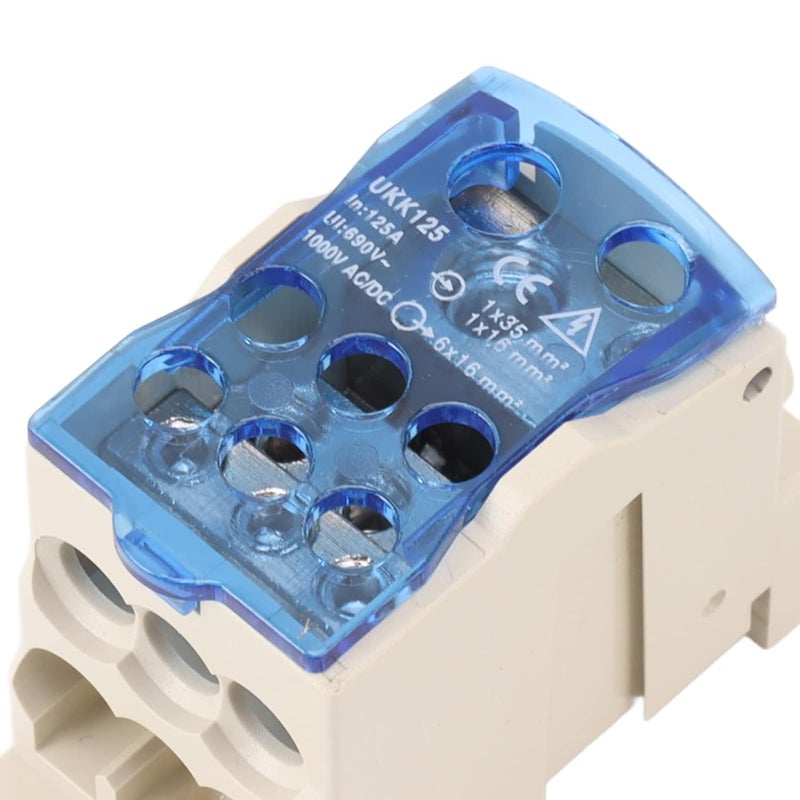 صندوق تقاطع طاقة 125 أمبير، تركيب على سكة دين، علبة من البولي كربونات، موصل نحاسي، غطاء شفاف - Image 3