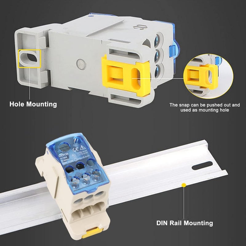 صندوق تقاطع طاقة 125 أمبير، تركيب على سكة دين، علبة من البولي كربونات، موصل نحاسي، غطاء شفاف - Image 4