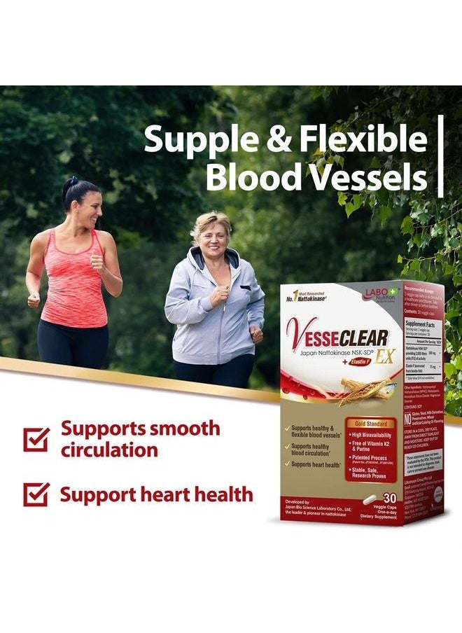 LABO Nutrition - VesseCLEAR EX: Nattokinase NSK-SD+Elastin F for Clean & Flexible Blood Vessel. Japan's Most Clinically Studied, Functional Dose, 90 Count - Image 1
