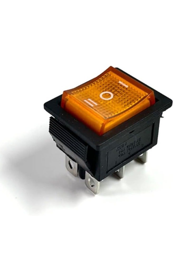 KNP KNP KCD4 16A 250VAC Rocker Switch is a durable and versatile ON-OFF switch designed for high current applications Its robust 6 pin configuration allows for flexible wiring options making it suitable for a variety of devices and systems.  - Image 2