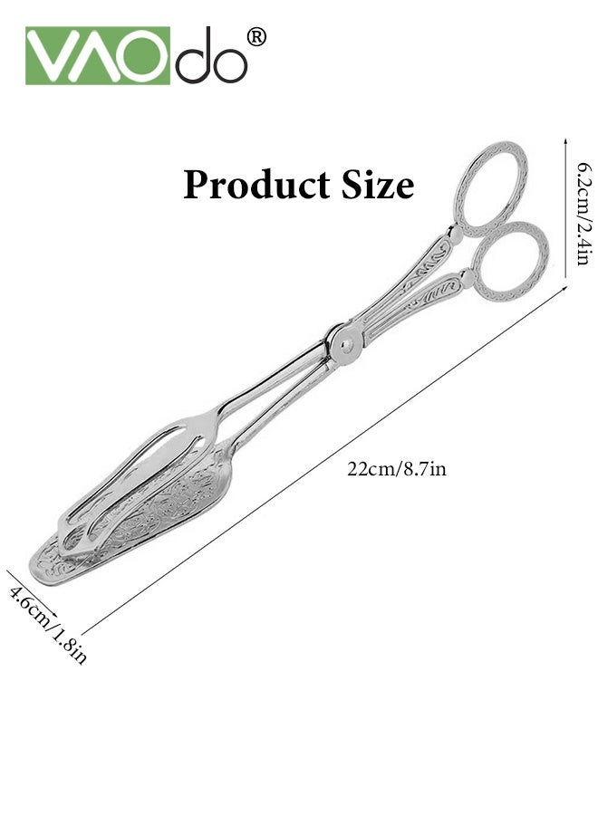 فاو دو 2 قطعة ملقط طعام مصنوع من سبائك الألومنيوم، ملقط تقديم طعام خفيف الوزن، ملقط مطبخ بنمط حرفي مريح، ملقط مطبخ سلطة كيك خبز وخبز سلطة لحفلات البوفيه وتقديم المقبلات والحلويات والسلطات والشواء والطبخ - Image 3