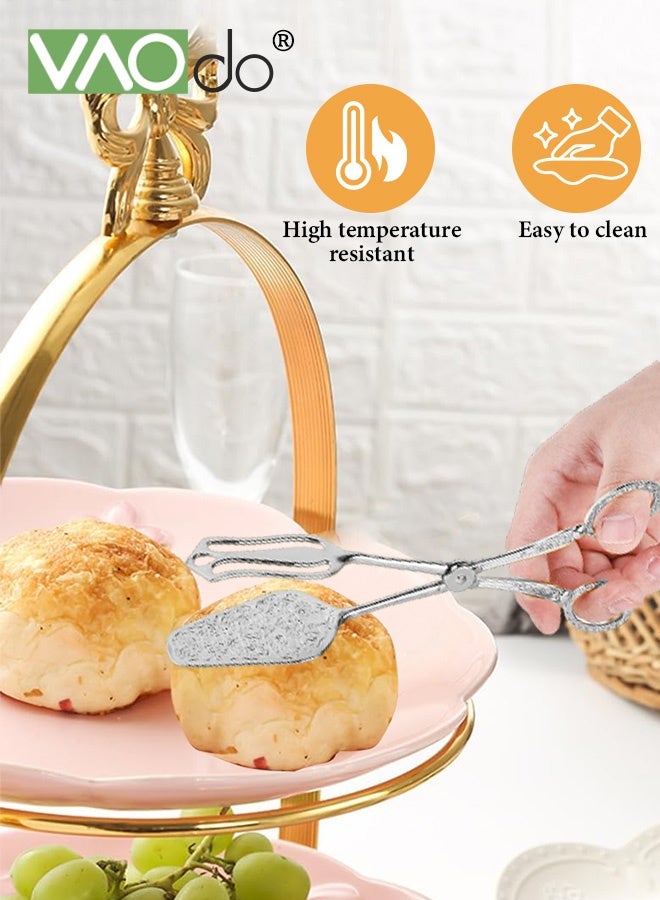 فاو دو 2 قطعة ملقط طعام مصنوع من سبائك الألومنيوم، ملقط تقديم طعام خفيف الوزن، ملقط مطبخ بنمط حرفي مريح، ملقط مطبخ سلطة كيك خبز وخبز سلطة لحفلات البوفيه وتقديم المقبلات والحلويات والسلطات والشواء والطبخ - Image 2