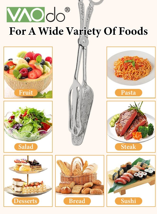 فاو دو 2 قطعة ملقط طعام مصنوع من سبائك الألومنيوم، ملقط تقديم طعام خفيف الوزن، ملقط مطبخ بنمط حرفي مريح، ملقط مطبخ سلطة كيك خبز وخبز سلطة لحفلات البوفيه وتقديم المقبلات والحلويات والسلطات والشواء والطبخ - Image 4