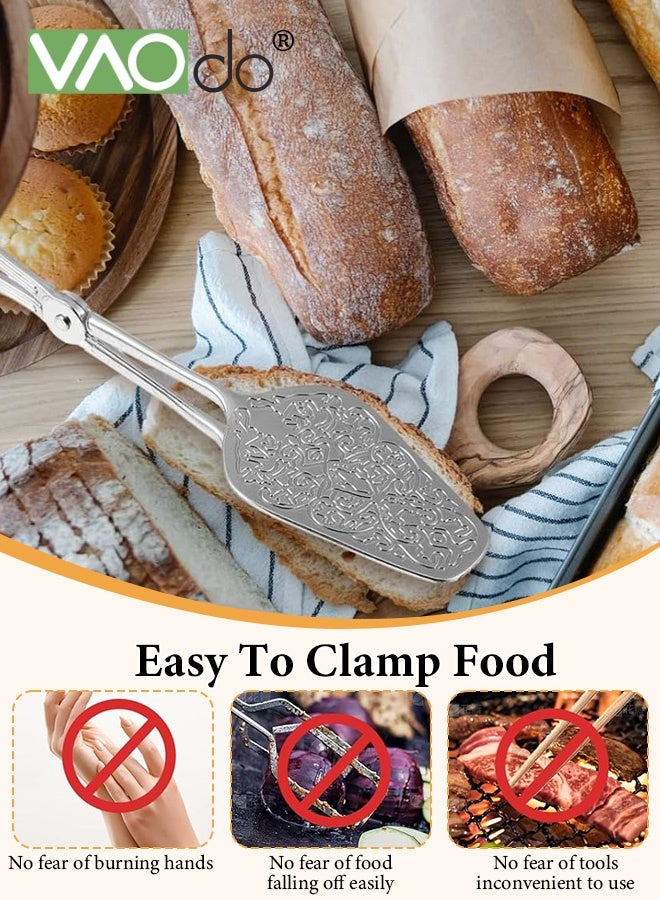 فاو دو 2 قطعة ملقط طعام مصنوع من سبائك الألومنيوم، ملقط تقديم طعام خفيف الوزن، ملقط مطبخ بنمط حرفي مريح، ملقط مطبخ سلطة كيك خبز وخبز سلطة لحفلات البوفيه وتقديم المقبلات والحلويات والسلطات والشواء والطبخ - Image 5