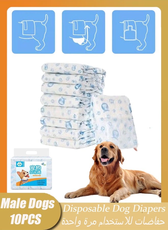 10PCS Disposable Dog Diapers Male Adjustable Male Dog Wraps with Leak Proof Fit Puppy Diaper Liners Ultra Absorbent Doggie Diapers for Male Dogs Incontinence Excitable Urination - Image 1