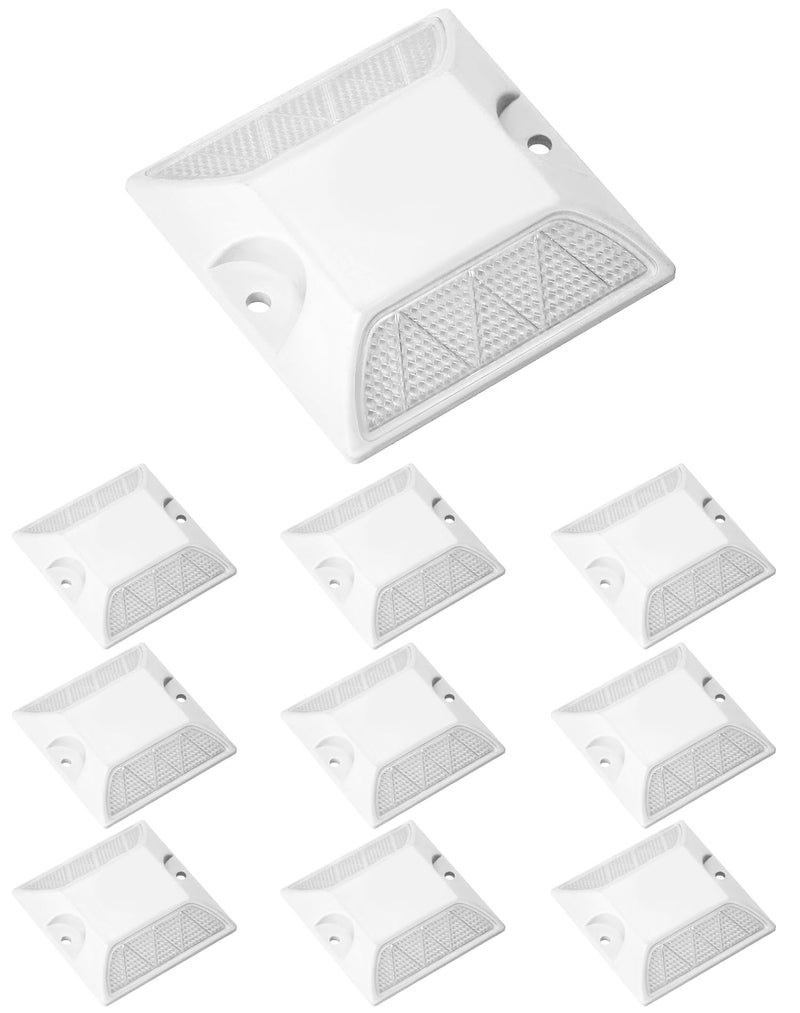 QWORK Road Reflectors, Pack of 10-4x4 Inch High-Reflectivity Driveway Reflectors Stud Markers for Pavement, Sidewalks, Freeways, Driveways - Image 1