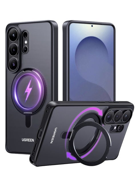 Samsung Galaxy S26 Ultra Ustand Magnetic Ring Case, [360° Spin Magnetic Stand] [Drop Protection] [Compatible with MagSafe] Ultimate Shockproof Cover, Magnet Case for S26 Ultra with Shockproof Bumper black