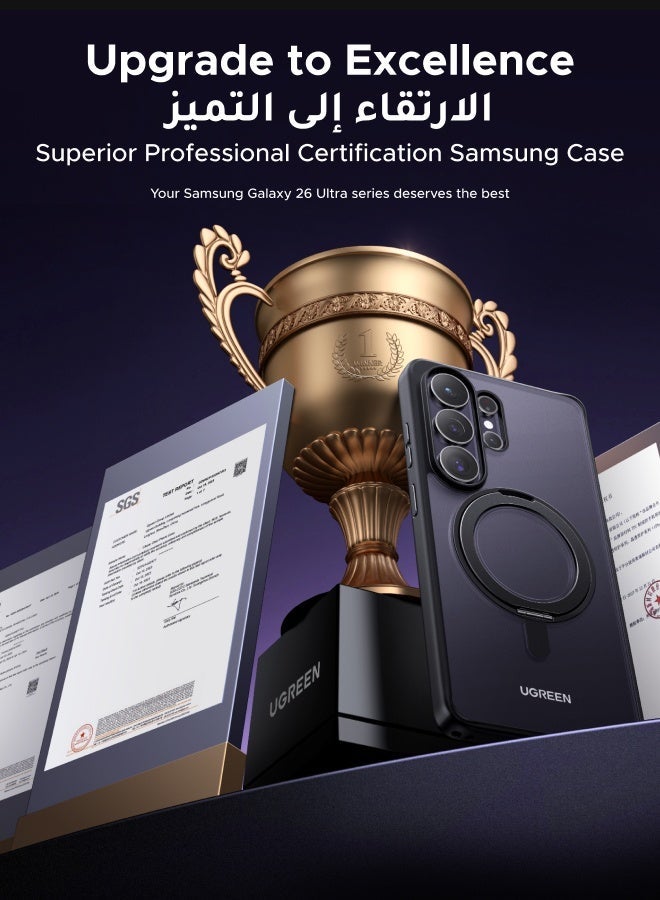 Ugreen Samsung Galaxy S26 Ultra Ustand Magnetic Ring Case, [360° Spin Magnetic Stand] [Drop Protection] [Compatible with MagSafe] Ultimate Shockproof Cover, Magnet Case for S26 Ultra with Shockproof Bumper - Image 4