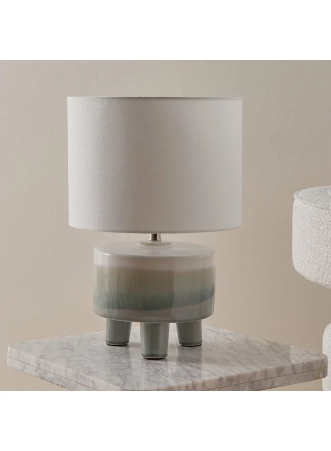 Home Box Nash Stoneware Base Table Lamp With Linen Shade 28 X 41 X 28 Cm
