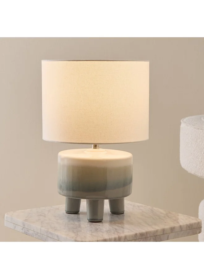Home Box Nash Stoneware Base Table Lamp With Linen Shade 28 X 41 X 28 Cm