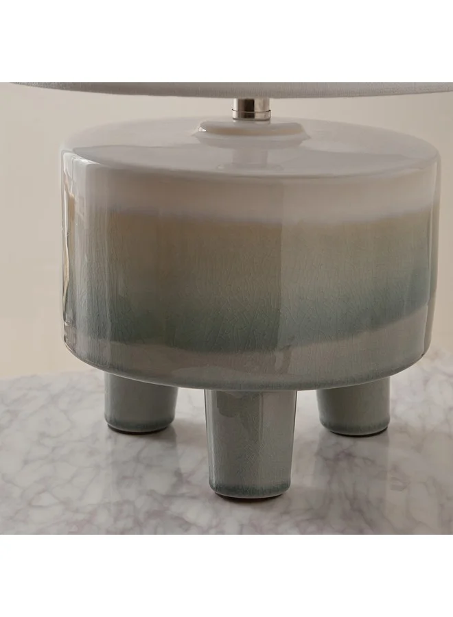 Home Box Nash Stoneware Base Table Lamp With Linen Shade 28 X 41 X 28 Cm
