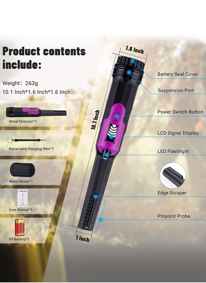 INKBIRD - Metal Detector Pinpointer with LCD Display Signal Level Handheld Pinpointing Finder 3 Modes 50Ft Waterproof Depth - Image 1