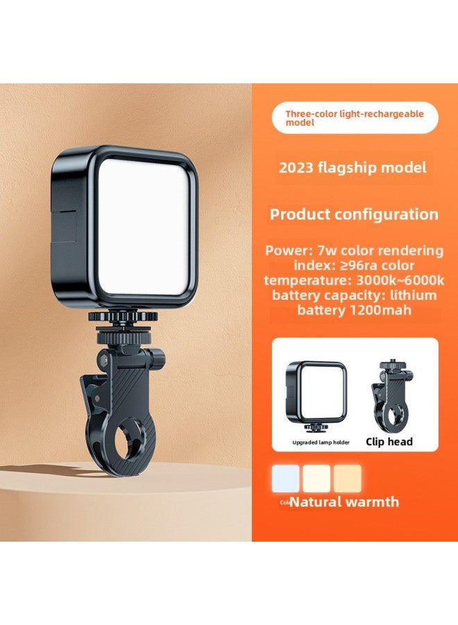 Mobile Phone Special Fill Light Portable Live Beauty Rejuvenation HD Selfie Mini Photography Lamp Lighting Lamp Artifact-Color:[three-color Flagship Model] Fill Light + Clip  - Image 1