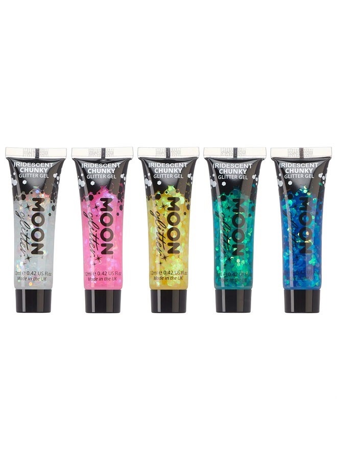 Moon Glitter جل لامع سميك للوجه والجسم من مون جلتر - 0.40 أونصة سائلة - طلاء وجه لامع - مجموعة من 5 ألوان - Image 1