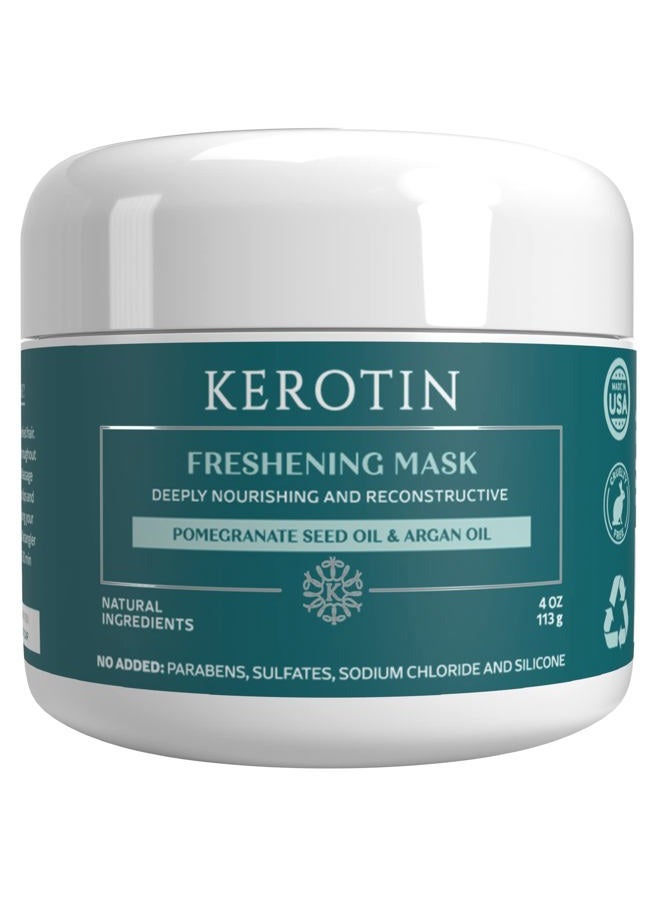 KEROTIN Keratin Freshening Mask-Natural Keratin Freshening Repairing Treatment for Dry & Damaged Hair - Deep Conditioning with Argan Oil. No Parabens or Sulfate - Silicone Free- Curly Safe Mask. - Image 1