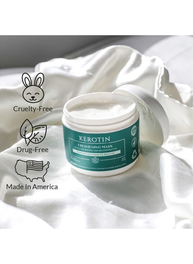 KEROTIN Keratin Freshening Mask-Natural Keratin Freshening Repairing Treatment for Dry & Damaged Hair - Deep Conditioning with Argan Oil. No Parabens or Sulfate - Silicone Free- Curly Safe Mask. - Image 5