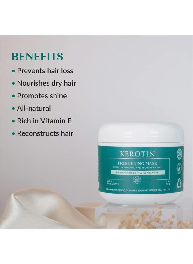 KEROTIN Keratin Freshening Mask-Natural Keratin Freshening Repairing Treatment for Dry & Damaged Hair - Deep Conditioning with Argan Oil. No Parabens or Sulfate - Silicone Free- Curly Safe Mask. - Image 3