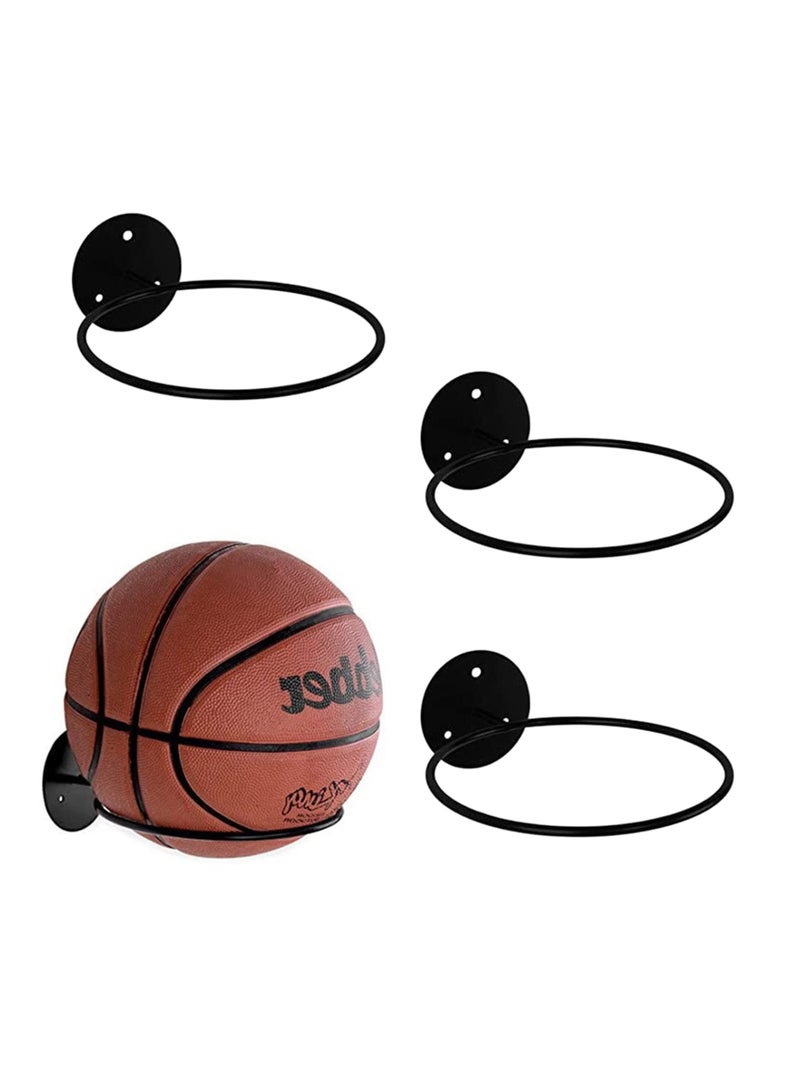 SYOSI Football Holder, Wall Mount Ball Holder Football Storage, Football Stand Ball Wall Storage Display Ball Storage Metal Ball Holder Rack Display Ball Holder Football Holders for Wall, Universal(3Pcs ) - Image 1