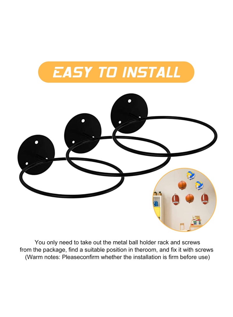 SYOSI Football Holder, Wall Mount Ball Holder Football Storage, Football Stand Ball Wall Storage Display Ball Storage Metal Ball Holder Rack Display Ball Holder Football Holders for Wall, Universal(3Pcs ) - Image 4