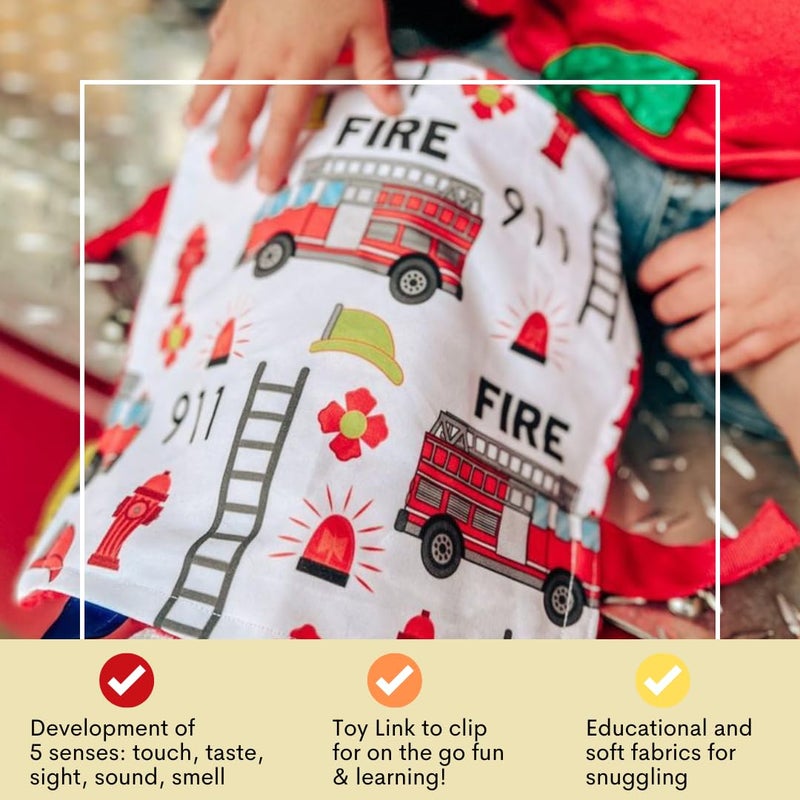 The Learning Lovey Baby Jack & Co 8x8” Fire Lovey Tag Toys for Babies - Baby Crinkle Toys - Crinkle Toys for Baby - Soft & Safe - Learn Shapes & Colors - Ideal Baby Toy - BPA Free w/Stroller Clip - Image 5