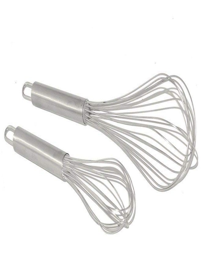 Vararo Premium Balloon Wire Whisk, Stainless Steel Hand Push Egg Beater, Kitchen Utensil Stirrer for Milk Shakes, Coffee Drinks, Eggs, Cream, Bread || Pack of 2 ||