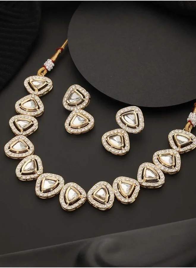 برياسي Elegant Women Brass Jewellery Set with pattern and secured with closure and styled in ideal for Ethnic moments — designed to make heads turn.