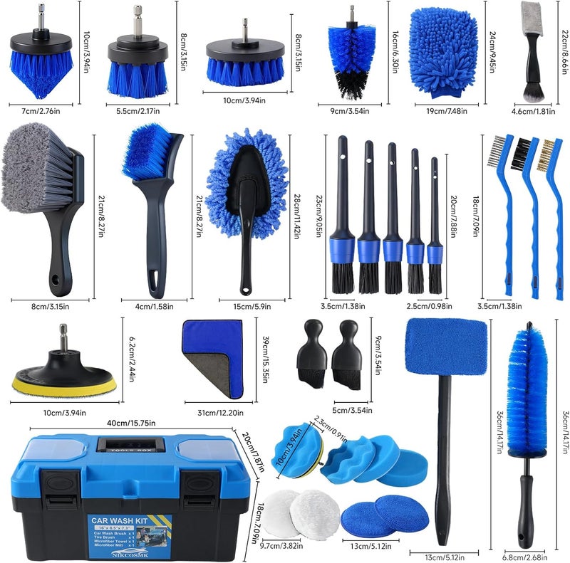 NIKCOSMK 36Pcs Car Detailing Kit, Car Detailing Brush Set, Car Cleaning Kit, Auto Detailing Tools for Interior Exterior Wheels, Professional Car Wash Accessories with Windshield Cleaning Tool and Storage Box - Image 2