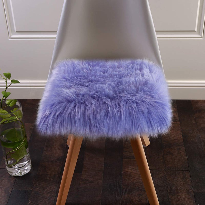 Softlife Square Faux Fur Sheepskin Chair Cover Seat Cushion Pad Super Soft Area Rugs for Living Bedroom Sofa 16ft x 16ft Lavender 1 pack