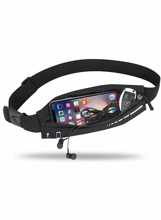 Slim Running Belt for Women Men,Runners Pack Phone Holder,Run Pouch Waist Belt for Workout Jogging,Money Belt Running Gear Accessories(Black)