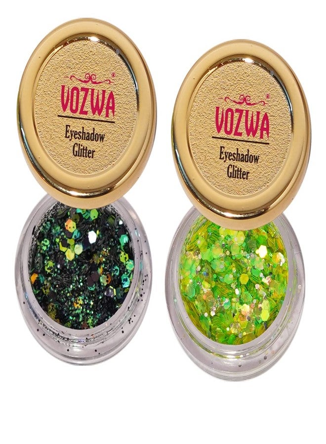 Vozwa Eyeshadow Chunky Glitter (Black Mix + Green) - Image 1