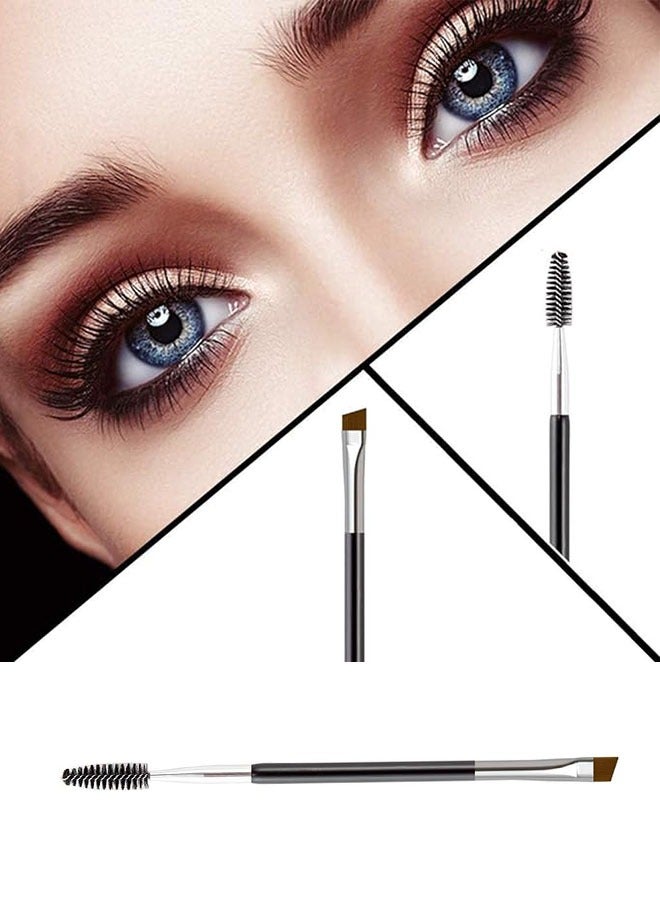 Generic 1 Pcs Dual Ended Eyebrow Brushes Professional Angled Lash Brushes Wooden Spoolie Brushes Eyebrow Combs for Women (Black)  - Image 1