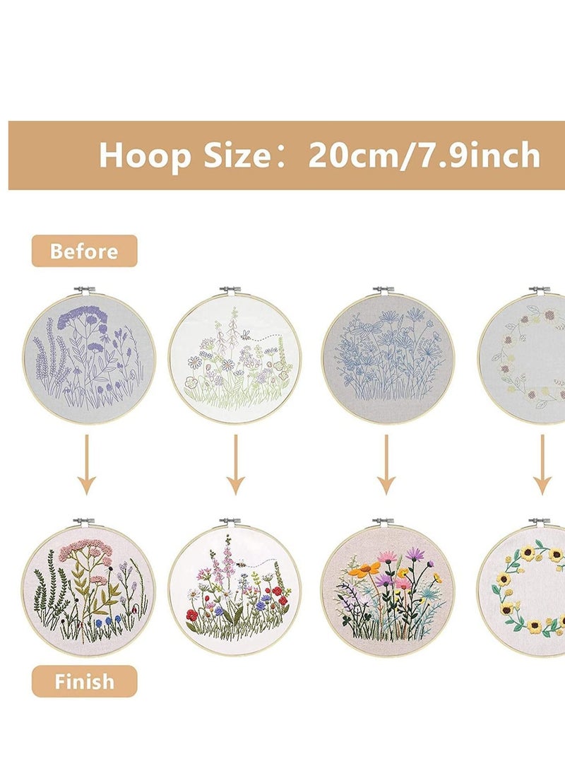 KASTWAVE 4 Pack Embroidery Kits Including Hoop, Color Threads, Instructions and Scissors for Beginners Handmade Needlepoint Adults Kids - Image 4