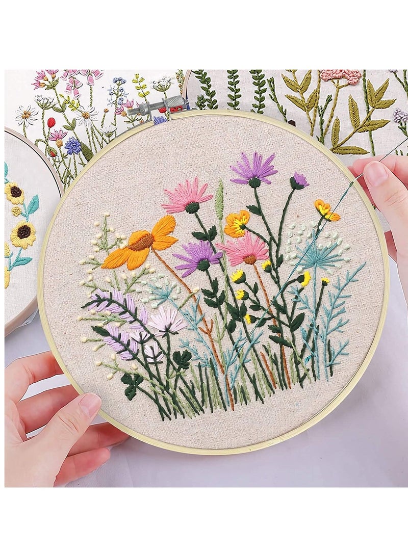 KASTWAVE 4 Pack Embroidery Kits Including Hoop, Color Threads, Instructions and Scissors for Beginners Handmade Needlepoint Adults Kids - Image 2