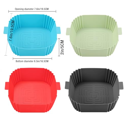 LYHOLKEER 2 Pack Air Fryer Silicone Liners for 3-6QT, LYHOLKEER 7.6inch Square Silicone Airfryer Liners Reusable for 4 4.4 4.5 5 5.3 5.5 5.8QT, Air Fryer Accessories Replacement for Parchment - Image 3