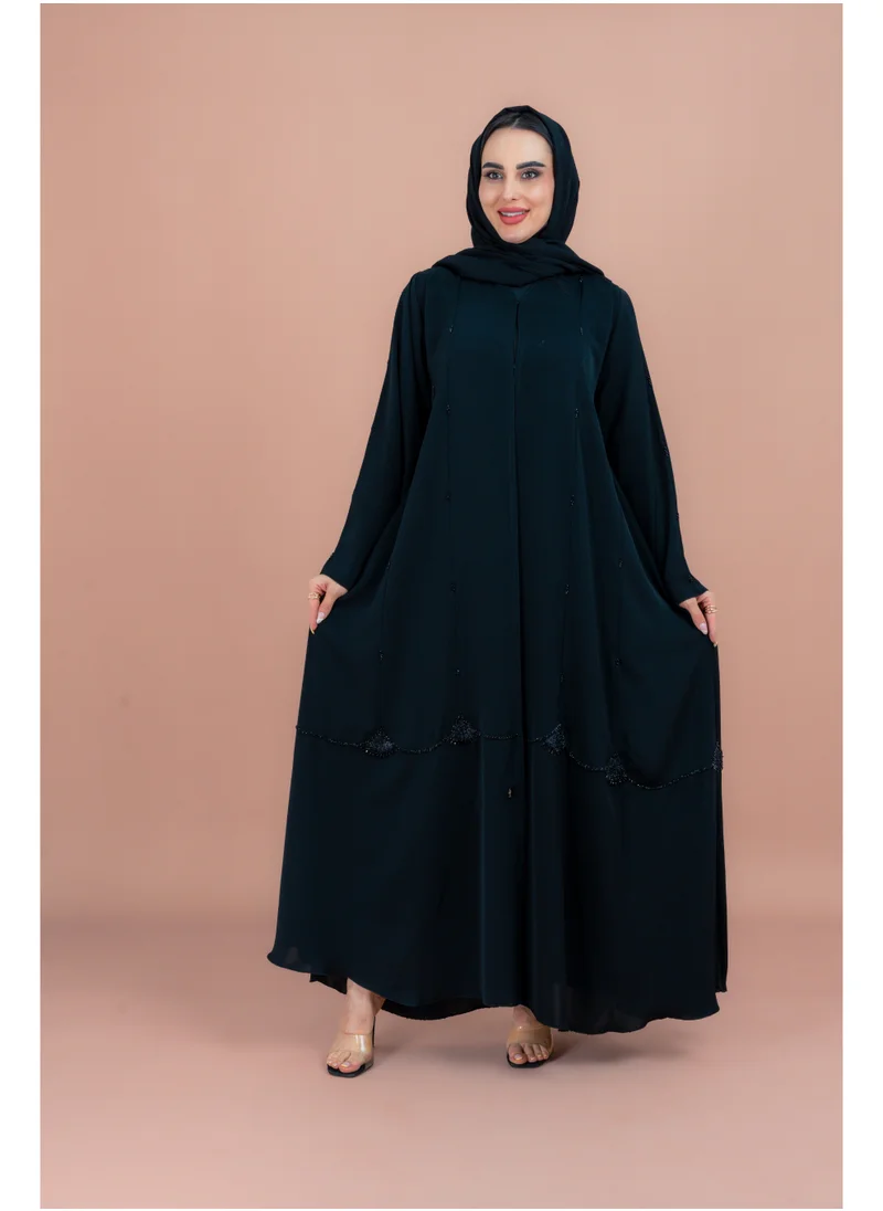 اكسا عباية كلاسيكية شغل يدوي دقيق AIK158 اسود