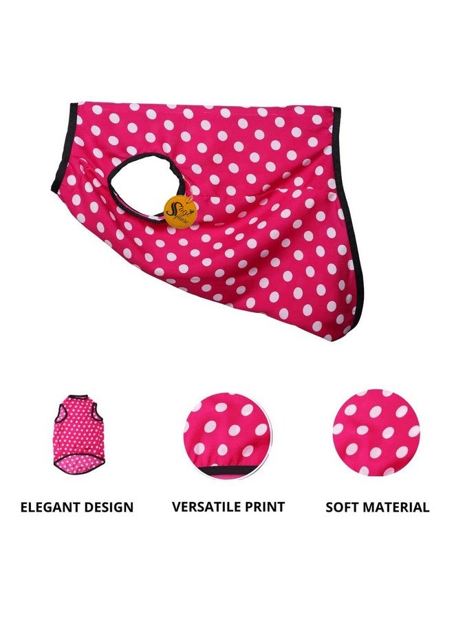 سايج سكوير تي شيرت مطبوع عليه صورة كلب مجنونة، تي شيرت عصري للكلاب، خفيف الوزن وناعم للغاية، ملابس مريحة وجيدة التهوية للكلاب، ملابس عصرية (وردي بولكا) (صغير جدًا - 10 بوصات) - Image 2