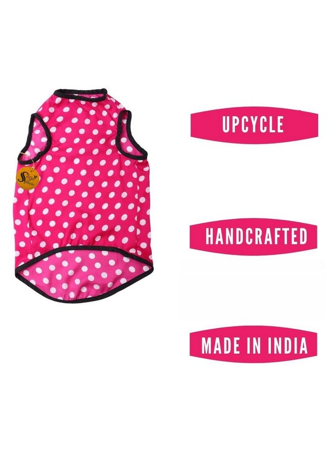 سايج سكوير تي شيرت مطبوع عليه صورة كلب مجنونة، تي شيرت عصري للكلاب، خفيف الوزن وناعم للغاية، ملابس مريحة وجيدة التهوية للكلاب، ملابس عصرية (وردي بولكا) (صغير جدًا - 10 بوصات) - Image 3