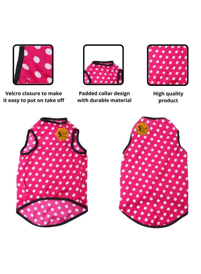 سايج سكوير تي شيرت مطبوع عليه صورة كلب مجنونة، تي شيرت عصري للكلاب، خفيف الوزن وناعم للغاية، ملابس مريحة وجيدة التهوية للكلاب، ملابس عصرية (وردي بولكا) (صغير جدًا - 10 بوصات) - Image 4