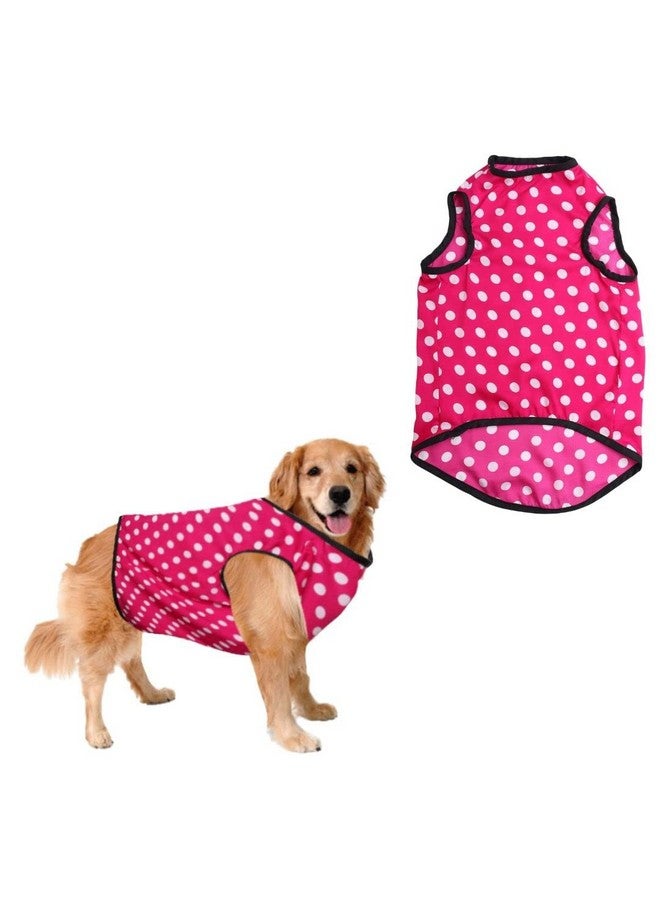 سايج سكوير تي شيرت مطبوع عليه صورة كلب مجنونة، تي شيرت عصري للكلاب، خفيف الوزن وناعم للغاية، ملابس مريحة وجيدة التهوية للكلاب، ملابس عصرية (وردي بولكا) (صغير جدًا - 10 بوصات) - Image 1