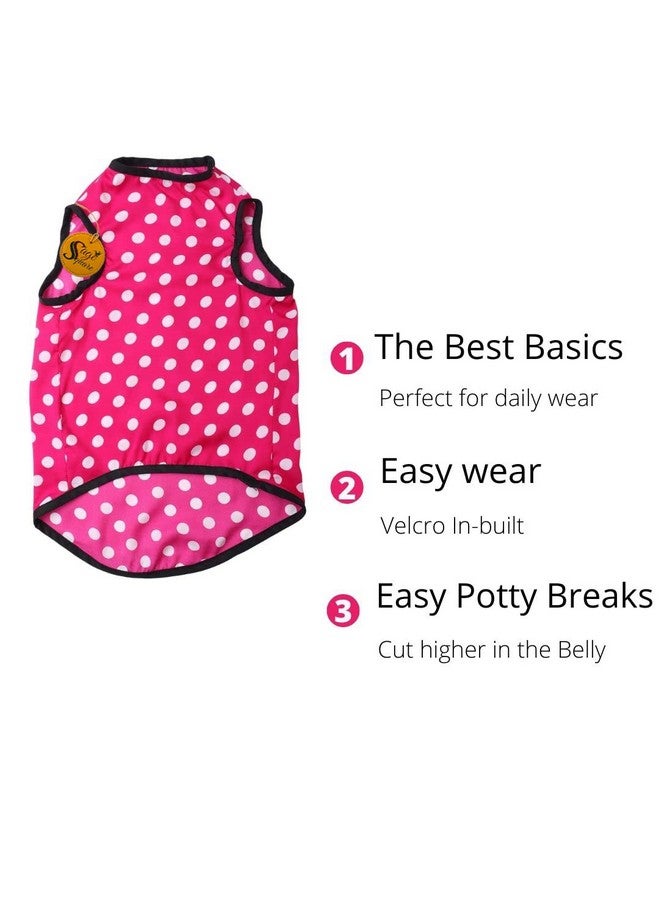 سايج سكوير تي شيرت مطبوع عليه صورة كلب مجنونة، تي شيرت عصري للكلاب، خفيف الوزن وناعم للغاية، ملابس مريحة وجيدة التهوية للكلاب، ملابس عصرية (وردي بولكا) (صغير جدًا - 10 بوصات) - Image 5