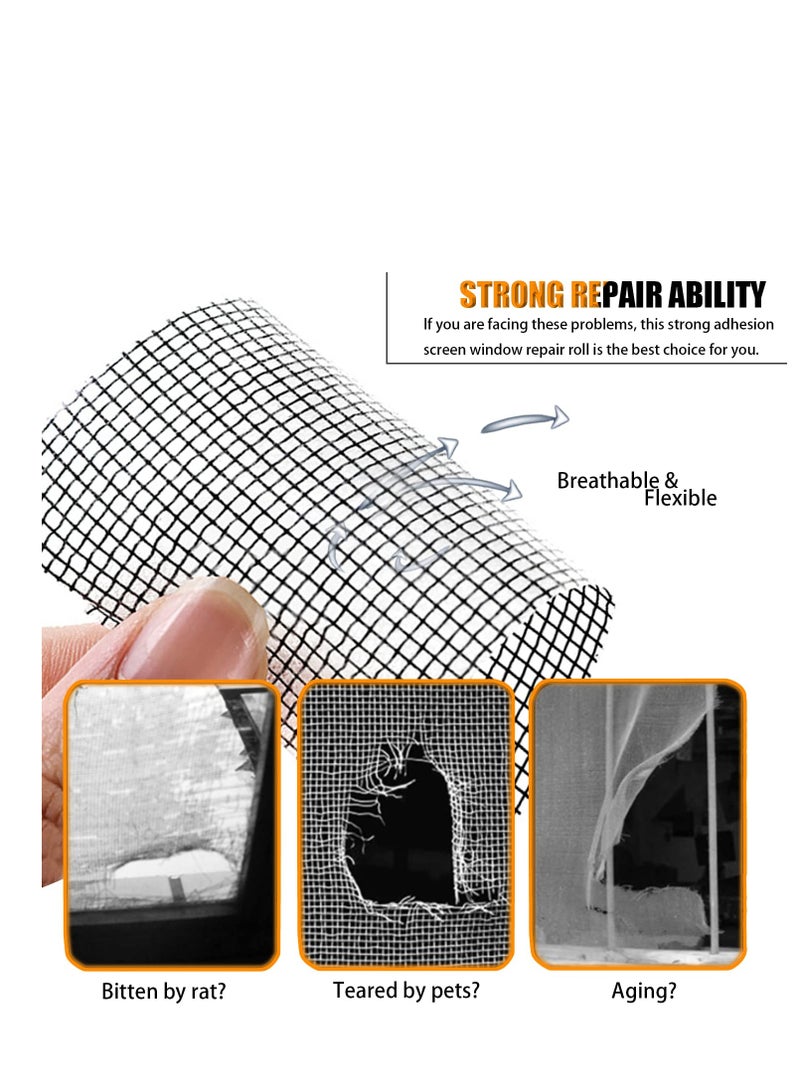 Barakah Window Screen Repair Kit Screen Repair Patch Tape Stribg Adhesive Backing for Doors DIY Fiberglass Covering Mesh for Repairing Tears Holes Fixing Waterproof Ventilated 2PCS - Image 2