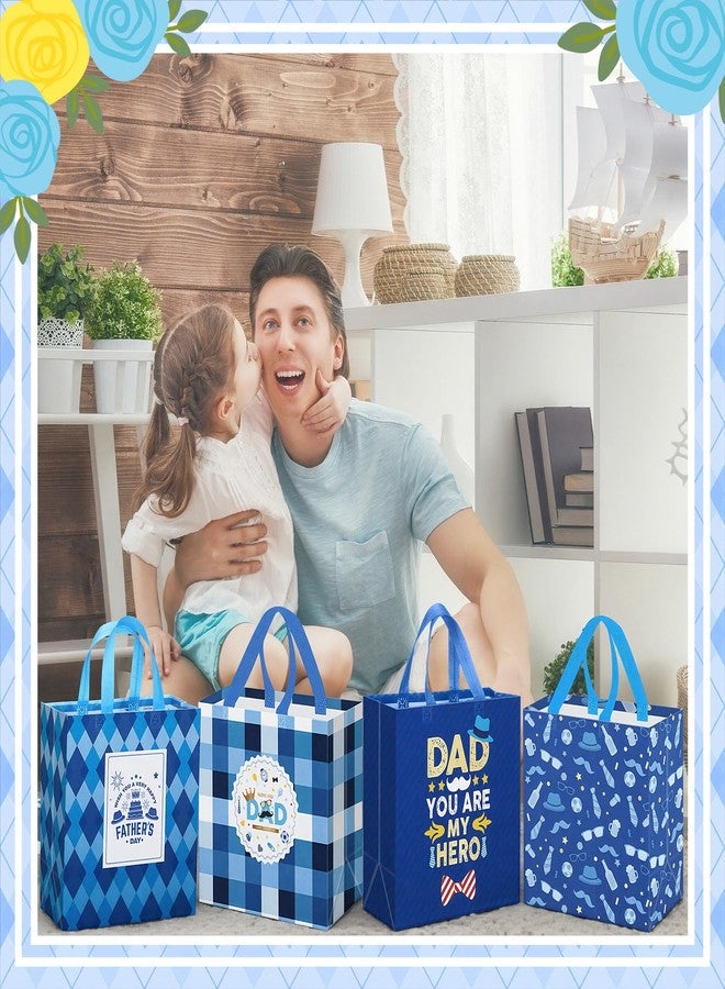 Wesnoy 48 Pcs Father's Day Tote Gift Bags Bulk with Handles Plaid Non Woven Dad Candy Bags Reusable for Gift Wrapping Happy Men Father's Day Goody Shopping Party Favor, 11.4 x 10.6 x 4.7 Inch - Image 5